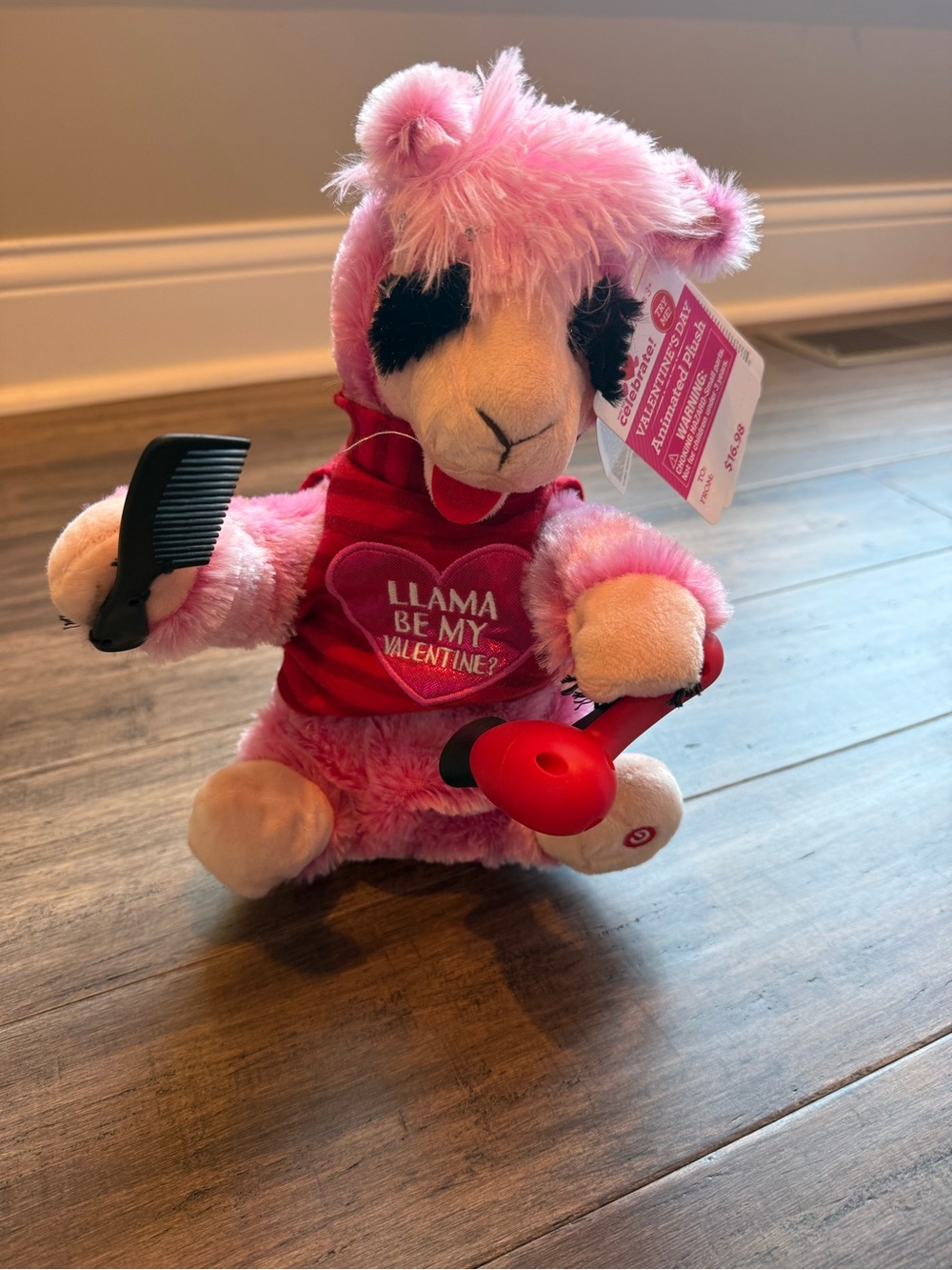 Kohl's Pink Plush Llama Valentine Toy with Red Heart Vest
